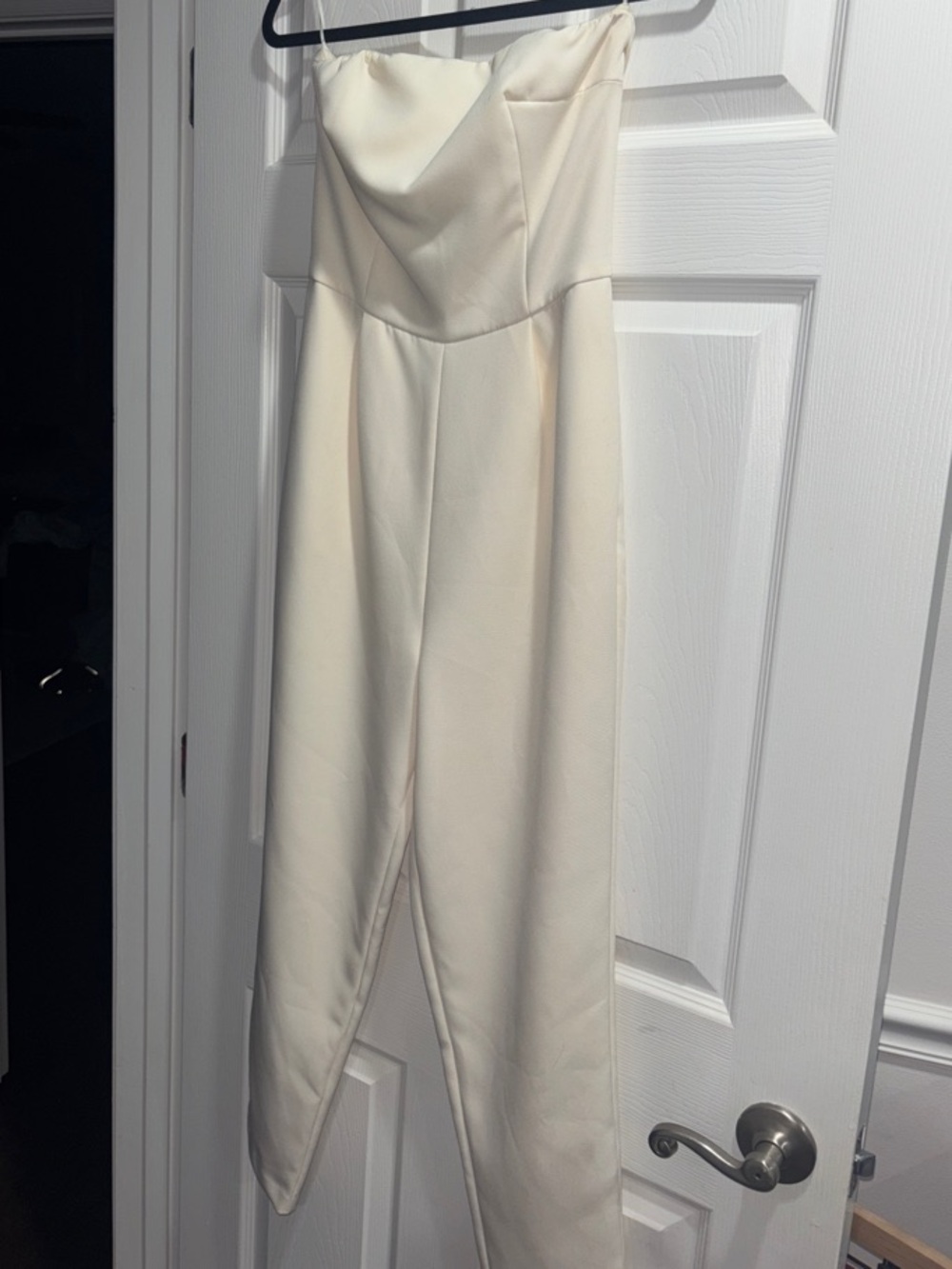 Express Strapless Cream Jumpsuit